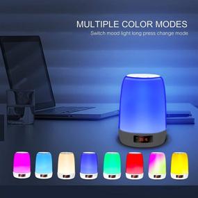 img 2 attached to 🌙 REAWUL Night Light Bluetooth Speaker: Alarm Clock, Dimmable Beside Table Lamp with 7 Color Options - Perfect Gift for Women, Men, Teens, and Kids