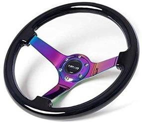 img 3 attached to 🚗 NRG Innovations ST-036BK-MC Classic Black Wood Grain Steering Wheel (3-inch Depth, 350mm Diameter, 3 Solid Spoke Center in Neochrome)