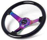 🚗 nrg innovations st-036bk-mc classic black wood grain steering wheel (3-inch depth, 350mm diameter, 3 solid spoke center in neochrome) logo