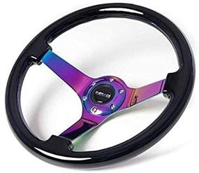 img 4 attached to 🚗 NRG Innovations ST-036BK-MC Classic Black Wood Grain Steering Wheel (3-inch Depth, 350mm Diameter, 3 Solid Spoke Center in Neochrome)