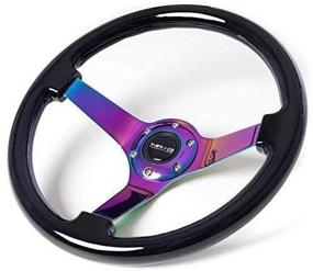 img 2 attached to 🚗 NRG Innovations ST-036BK-MC Classic Black Wood Grain Steering Wheel (3-inch Depth, 350mm Diameter, 3 Solid Spoke Center in Neochrome)
