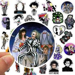 img 1 attached to 🎥 50pcs Pack Tim Burton Movie Laptop Stickers - Vinyl Decal for Skateboard, Water Bottle, Computer, Travel Case, Guitar, Snowboard, Luggage, Car, Bike, Phone - Edward Scissorhands Inspired Graffiti