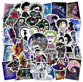 img 3 attached to 🎥 50pcs Pack Tim Burton Movie Laptop Stickers - Vinyl Decal for Skateboard, Water Bottle, Computer, Travel Case, Guitar, Snowboard, Luggage, Car, Bike, Phone - Edward Scissorhands Inspired Graffiti