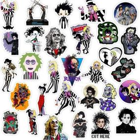 img 2 attached to 🎥 50pcs Pack Tim Burton Movie Laptop Stickers - Vinyl Decal for Skateboard, Water Bottle, Computer, Travel Case, Guitar, Snowboard, Luggage, Car, Bike, Phone - Edward Scissorhands Inspired Graffiti