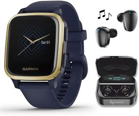 img 4 attached to 🏋️ Окончательный фитнес-набор: Смарт-часы Garmin Venu Sq Music GPS Navy/Light Gold с наушниками Wearable4U и портативным зарядным аккумулятором.