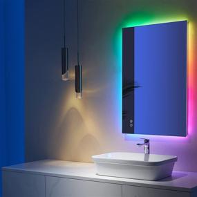 img 1 attached to 🪞 Enhance Your Bathroom Experience with the Stunning 36 x 24 Inch LED Bathroom Mirror: RGB Color Changing, Dimmable Lights, Memory Dimming, Anti-Fog, Touch Switch - Horizontal/Vertical
