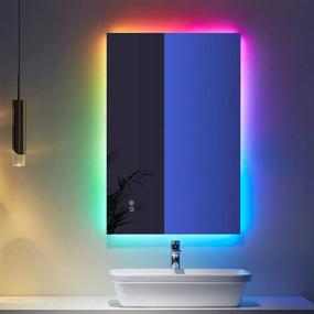 img 4 attached to 🪞 Enhance Your Bathroom Experience with the Stunning 36 x 24 Inch LED Bathroom Mirror: RGB Color Changing, Dimmable Lights, Memory Dimming, Anti-Fog, Touch Switch - Horizontal/Vertical