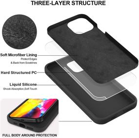 img 1 attached to MHH iPhone 12 &amp; iPhone 12 Pro Case - Liquid Silicone with Kickstand, Microfiber Liner, Heavy Duty Protective Cover for Men - Black