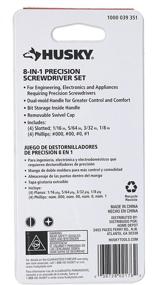 img 1 attached to 🔧 Набор прецизионных отверток Husky с встроенным хранением - 8-в-1 двусторонние отвертки Phillips и плоскогубцы, модель 1000-039-351.