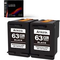 🖨️ ankink 63xl black ink cartridges: high-yield replacement for hp ink 63 xl - officejet 3830, 4650, envy 4520, deskjet 1112 printer -hp63 hp63xl 2 black logo