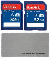 high capacity 2 pack sandisk 32 gb sdhc flash memory cards for tec.bean 12mp 1080p hd game & trail hunting cameras - complete with everything but stromboli microfiber cloth logo