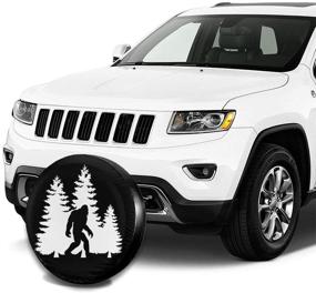 img 1 attached to 🌲 Foruidea Bigfoot Trees Forest Spare Tire Cover: Waterproof, UV Sun Protection, Dust-Proof - Fits Jeep, Trailer, RV, SUV & More (15 Inch)