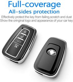 img 2 attached to 🔑 Tukellen for Toyota Key Fob Cover - Soft TPU Key Case Protector for 2018-2021 Models (Silver) - Keyless Go Compatible