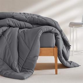 img 1 attached to 🛏️ SLEEP ZONE Bedding Comforter: Fluffy Microfiber Fill, All Season, Grey, Full/Queen Size