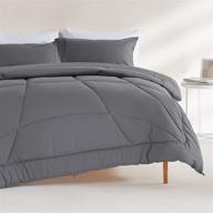 🛏️ sleep zone bedding comforter: fluffy microfiber fill, all season, grey, full/queen size logo
