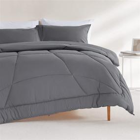 img 4 attached to 🛏️ SLEEP ZONE Bedding Comforter: Fluffy Microfiber Fill, All Season, Grey, Full/Queen Size