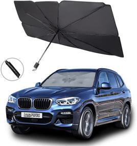img 4 attached to 🌞 Foldable Car Windshield Sunshade/Cover, 31"x52" - Reflective UV Rays Blocking, Keep Car Cool - Fits Most Cars, Vehicles, SUVs - Automotive Interior Protection