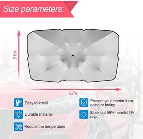 img 3 attached to 🌞 Foldable Car Windshield Sunshade/Cover, 31"x52" - Reflective UV Rays Blocking, Keep Car Cool - Fits Most Cars, Vehicles, SUVs - Automotive Interior Protection