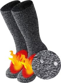 img 4 attached to ❄️ Winter Fur Lined Thermal Socks, Three street Unisex Thick Insulated Heated Slipper Non Slip Socks – Ideal for Cold Weather