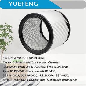 img 2 attached to 🔍 YUEFENG Shop-Vac Filter 90350 90304 90333 Replacement - Top-Quality for Wet/Dry Vacuums 5 Gallon+ [1 Filter + 1 Foam filter]