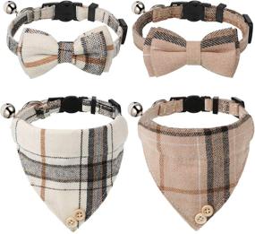 img 4 attached to Classic Plaid Adjustable Bow Tie Cat Collar Bandana Set: Includes Scarf and Bell for Girl/Boy Pet Kitten or Puppy, Breakaway Pet Collar with Better SEO