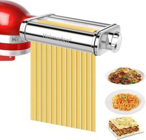 img 4 attached to 🍝 Hekmaden 3-in-1 Pasta Maker Attachment for KitchenAid Stand Mixers - Stainless Steel Pasta Roller and Cutter Set for Spaghetti, Fettuccine, and Dumpling Wrappers