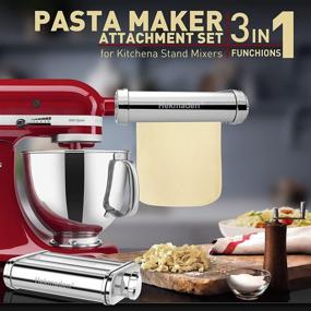 img 3 attached to 🍝 Hekmaden 3-in-1 Pasta Maker Attachment for KitchenAid Stand Mixers - Stainless Steel Pasta Roller and Cutter Set for Spaghetti, Fettuccine, and Dumpling Wrappers