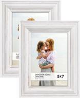 🖼️ langdon house 5x7 real wood picture frames (weathered white with gold accents, 2-pack) - french country style wooden photo frame for 5 x 7 pictures, lumina collection логотип