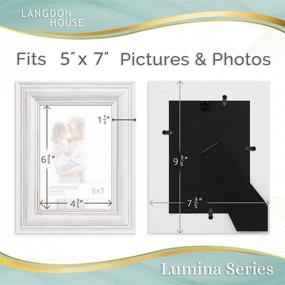 img 2 attached to 🖼️ Langdon House 5x7 Real Wood Picture Frames (Weathered White with Gold Accents, 2-Pack) - French Country Style Wooden Photo Frame for 5 x 7 Pictures, Lumina Collection