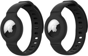 img 4 attached to 📿 (2 Pack) iZi Way Kids/Adults Anti-Lost Bracelet for AirTag - Black, Soft Silicone Wristband Watch Band Protective Case Cover Holder for Apple Air Tag Tracker