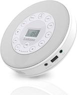 🎧 lukasa bluetooth cd player with built-in speaker, portable stereo walkman mp3 players, 2000mah rechargeable compact car disc cd music player with usb play and anti-shock protection - white logo