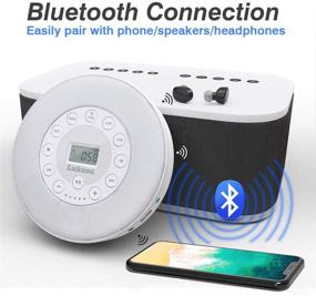 img 2 attached to 🎧Лукаса Bluetooth CD-плеер с встроенным динамиком, портативными стерео-проигрывателями MP3, 2000 мАч аккумулятором, компактным автомобильным дисковым проигрывателем CD с функцией USB-воспроизведения и защитой от ударов - белый.