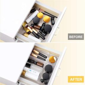 img 2 attached to 🗄️ Kootek 9-Piece Clear Plastic Desk Drawer Organizer Trays - Bathroom, Makeup, Kitchen, Office Storage Bins - Vanity Organizers with Dividers
