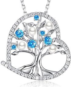 img 4 attached to 💎 Aquamarine Birthday Necklace: Sterling Silver Jewelry for Women's Anniversaries