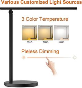 img 2 attached to 💡 Dimmable LED Desk Lamp with Wireless Charger - 24W, 10W Fast Charger, Eye-Caring Light for Home Office, 3 Brightness Levels, Pleless Dimming - Ideal Office Desk Lamp