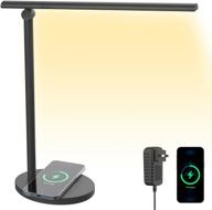 💡 dimmable led desk lamp with wireless charger - 24w, 10w fast charger, eye-caring light for home office, 3 brightness levels, pleless dimming - ideal office desk lamp логотип