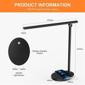 img 1 attached to 💡 Dimmable LED Desk Lamp with Wireless Charger - 24W, 10W Fast Charger, Eye-Caring Light for Home Office, 3 Brightness Levels, Pleless Dimming - Ideal Office Desk Lamp