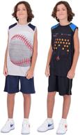 🏀 hind 4 piece basketball athletic clothing set for boys in red and lime logo