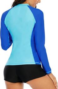 img 3 attached to 👚 UPF 50+ Half Zip Rashguard Shirt for Women by Halcurt - Ruched Swimsuit Top for Surfing