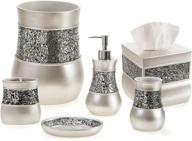 🛀 silver colored bathroom accessory set - stylish 6 piece set for bathroom decor - includes soap dispenser, toothbrush holder, tumbler, soap dish, tissue box cover & trash can by creative scents logo