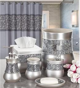 img 3 attached to 🛀 Silver Colored Bathroom Accessory Set - Stylish 6 Piece Set for Bathroom Decor - Includes Soap Dispenser, Toothbrush Holder, Tumbler, Soap Dish, Tissue Box Cover & Trash Can by Creative Scents