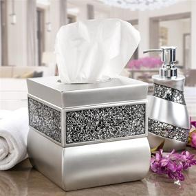 img 1 attached to 🛀 Silver Colored Bathroom Accessory Set - Stylish 6 Piece Set for Bathroom Decor - Includes Soap Dispenser, Toothbrush Holder, Tumbler, Soap Dish, Tissue Box Cover & Trash Can by Creative Scents