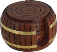 🍺 artisanal wooden coaster: handcrafted barrel shaped drink holder логотип