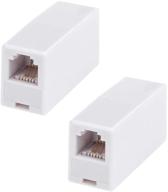 🔌 rj11 coupler 2 pack: female to female phone line connector for extending telephone cable - white logo