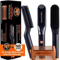 🧔 tame the wild easy glide beard straightener: fast anti-scald comb with ceramic heated brush- 3 temperature settings - bonus detangle comb - gift set logo