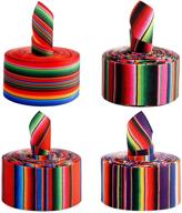 dongzhur 4 pieces fiesta ribbon mexican serape ribbon - vibrant rainbow stripes grosgrain ribbon for wrapping, fall crafts, party décor, crafting sewing supplies. logo