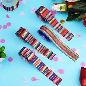 img 1 attached to Dongzhur 4 Pieces Fiesta Ribbon Mexican Serape Ribbon - Vibrant Rainbow Stripes Grosgrain Ribbon for Wrapping, Fall Crafts, Party Décor, Crafting Sewing Supplies.