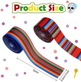 img 2 attached to Dongzhur 4 Pieces Fiesta Ribbon Mexican Serape Ribbon - Vibrant Rainbow Stripes Grosgrain Ribbon for Wrapping, Fall Crafts, Party Décor, Crafting Sewing Supplies.