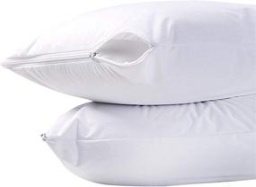 img 3 attached to SHOPBEDDING Waterproof Pillow Protector Vinyl Pillowcase – Set of 2 Standard Size Pillow Covers with Zipper