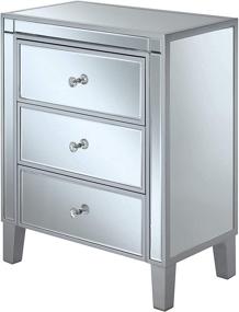 img 3 attached to 💎 Convenience Concepts Gold Coast Large 3 Drawer Mirrored End Table: Stylish Silver and Mirror Finish